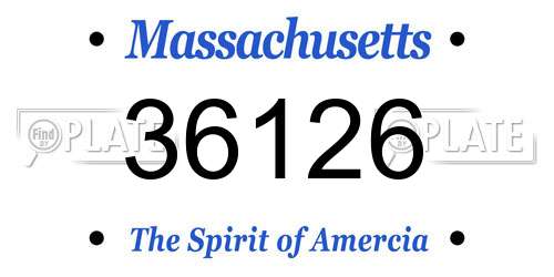36126 Massachusetts License Plate