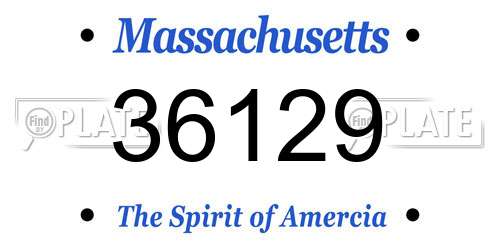 36129 Massachusetts License Plate