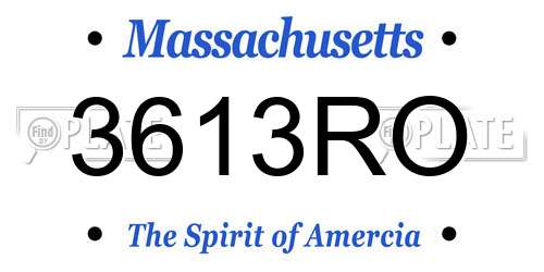 3613RO Massachusetts License Plate