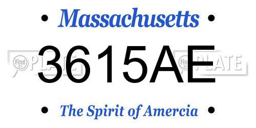 3615AE Massachusetts License Plate