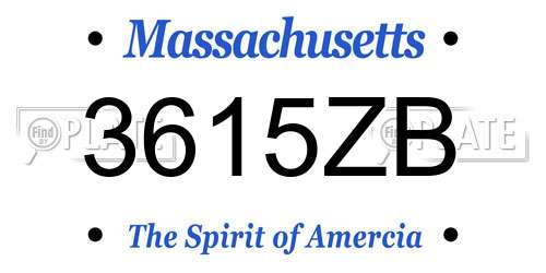 3615ZB Massachusetts License Plate