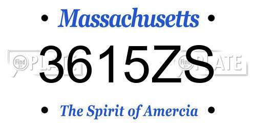 3615ZS Massachusetts License Plate