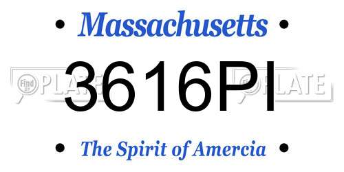 3616PI Massachusetts License Plate