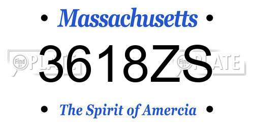 3618ZS Massachusetts License Plate