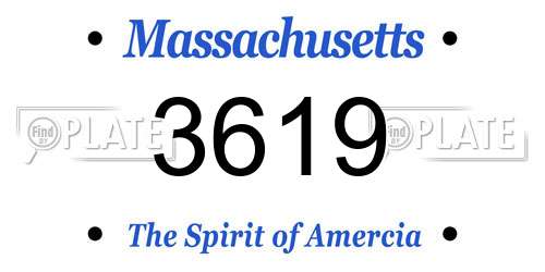 3619 Massachusetts License Plate
