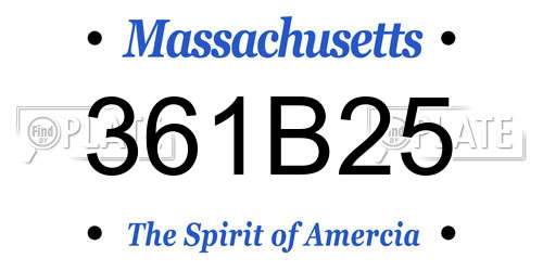 361B25 Massachusetts License Plate