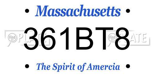 361BT8 Massachusetts License Plate