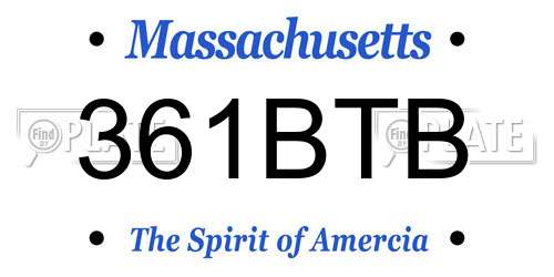 361BTB Massachusetts License Plate