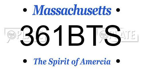 361BTS Massachusetts License Plate
