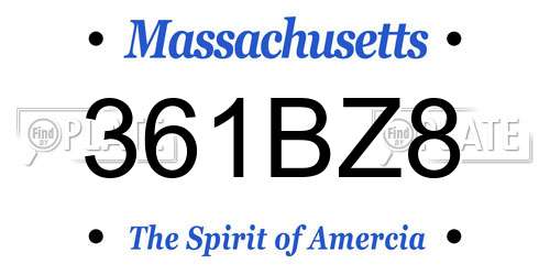 361BZ8 Massachusetts License Plate