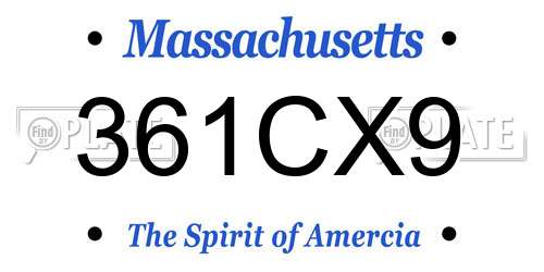 361CX9 Massachusetts License Plate