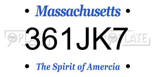 361JK7 Massachusetts License Plate
