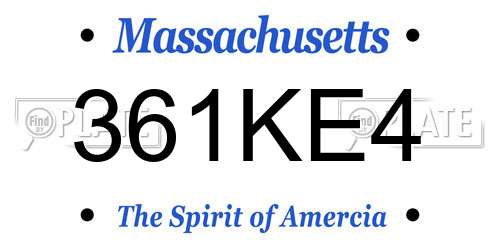 361KE4 Massachusetts License Plate