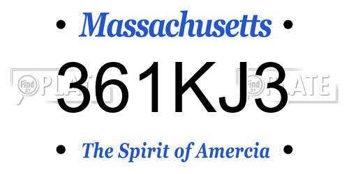 361KJ3 Massachusetts License Plate