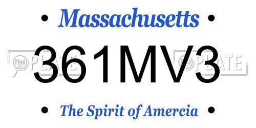 361MV3 Massachusetts License Plate