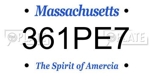 361PE7 Massachusetts License Plate