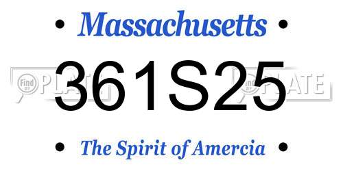 361S25 Massachusetts License Plate
