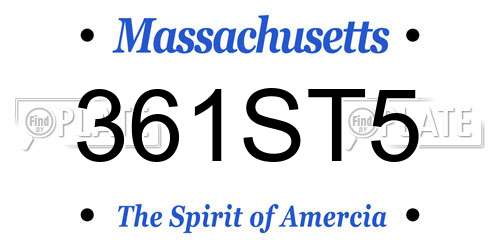 361ST5 Massachusetts License Plate