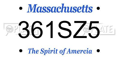361SZ5 Massachusetts License Plate