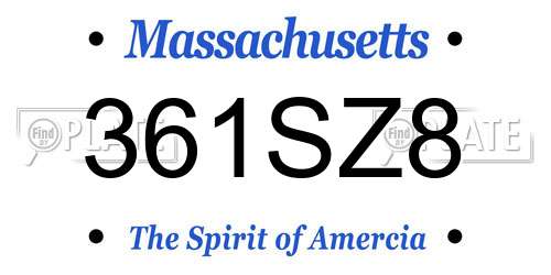 361SZ8 Massachusetts License Plate