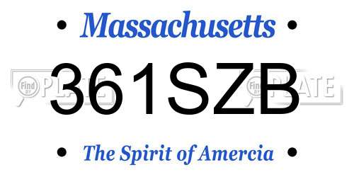 361SZB Massachusetts License Plate