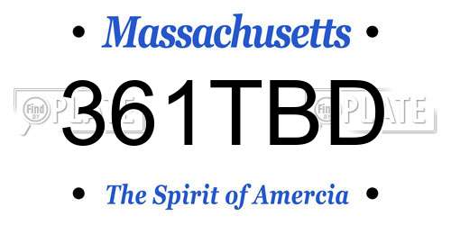 361TBD Massachusetts License Plate