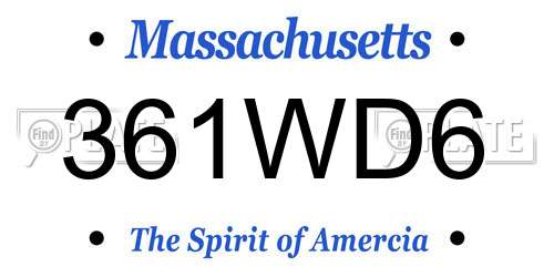 361WD6 Massachusetts License Plate