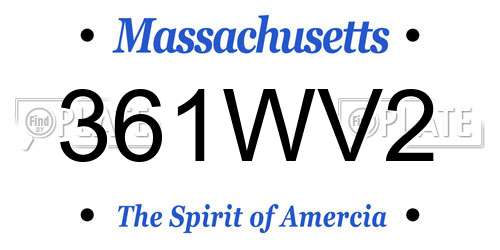 361WV2 Massachusetts License Plate