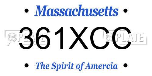 361XCC Massachusetts License Plate