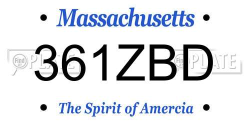 361ZBD Massachusetts License Plate