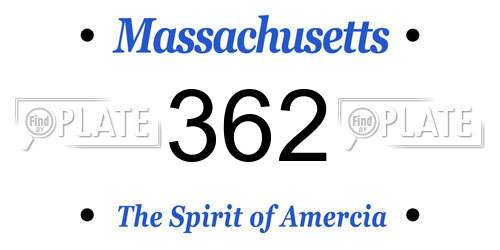 362 Massachusetts License Plate