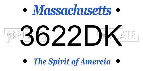 3622DK Massachusetts License Plate