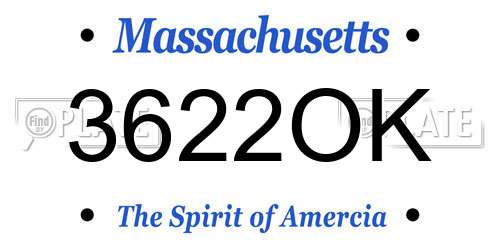 3622OK Massachusetts License Plate