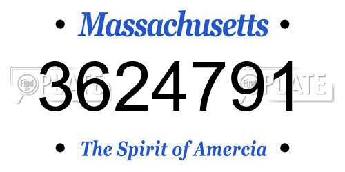 3624791 Massachusetts License Plate