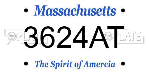 3624AT Massachusetts License Plate