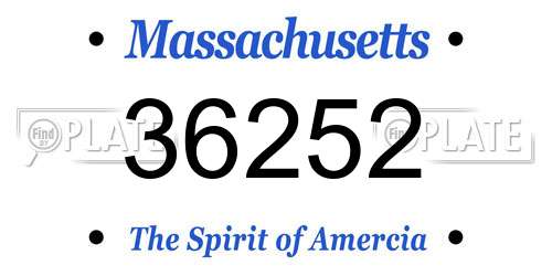 36252 Massachusetts License Plate