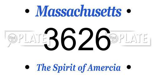 3626 Massachusetts License Plate