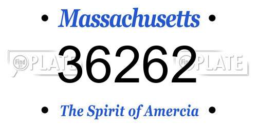 36262 Massachusetts License Plate