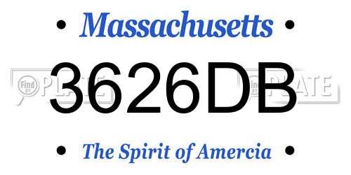 3626DB Massachusetts License Plate