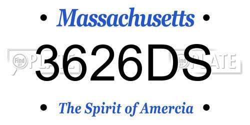 3626DS Massachusetts License Plate