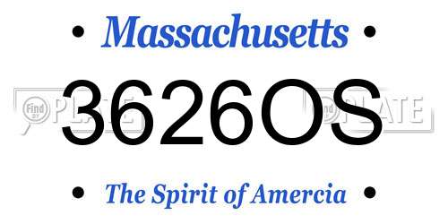 3626OS Massachusetts License Plate