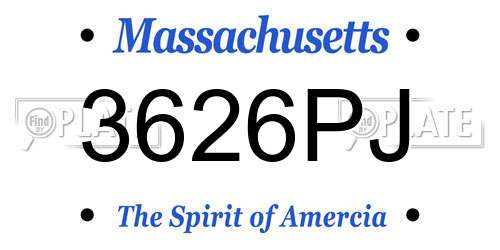 3626PJ Massachusetts License Plate