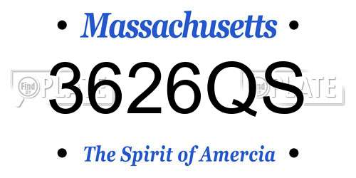 3626QS Massachusetts License Plate
