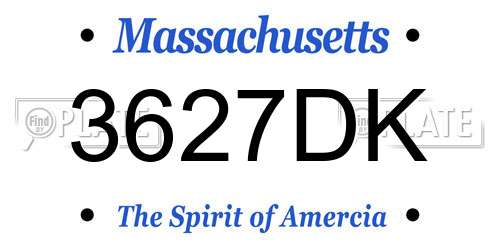 3627DK Massachusetts License Plate