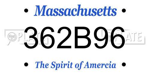 362B96 Massachusetts License Plate