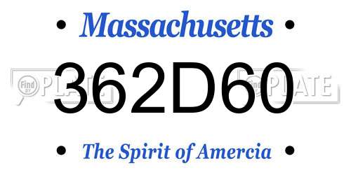 362D60 Massachusetts License Plate