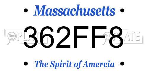 362FF8 Massachusetts License Plate