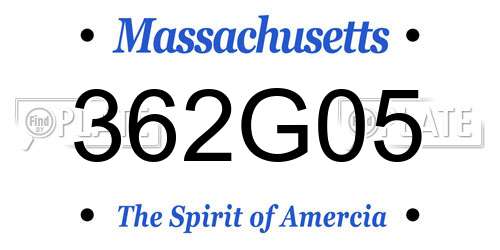 362G05 Massachusetts License Plate