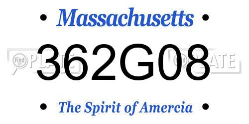 362G08 Massachusetts License Plate