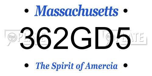 362GD5 Massachusetts License Plate